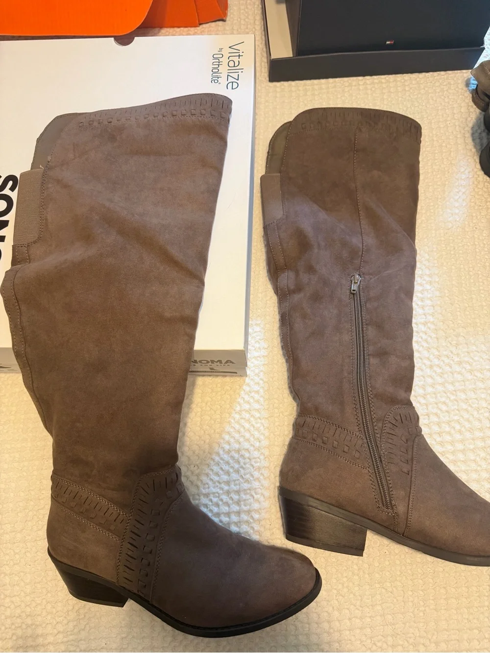 Sonoma Taupe Suede Over-The-Knee Boots